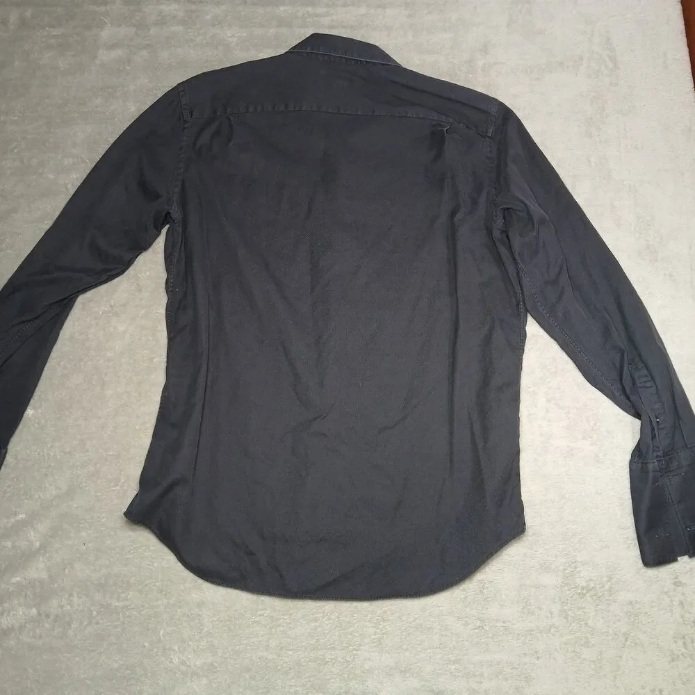 Banana Republic Mens 17 17.5 XL Black French Cuff Dress Shirt Dark Academia Goth